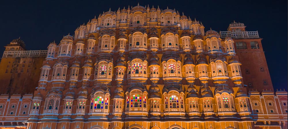 night view hawamahal jaipur